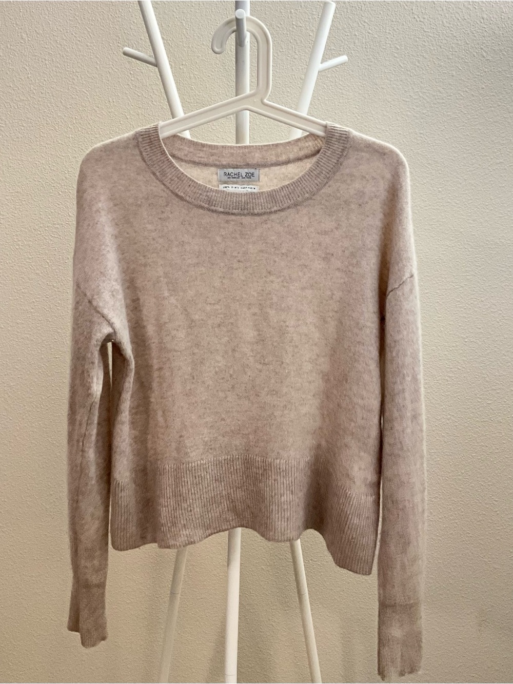 Rachel Zoe Taupe 100% oatmeal/taupe cashmere Crewneck Sweater